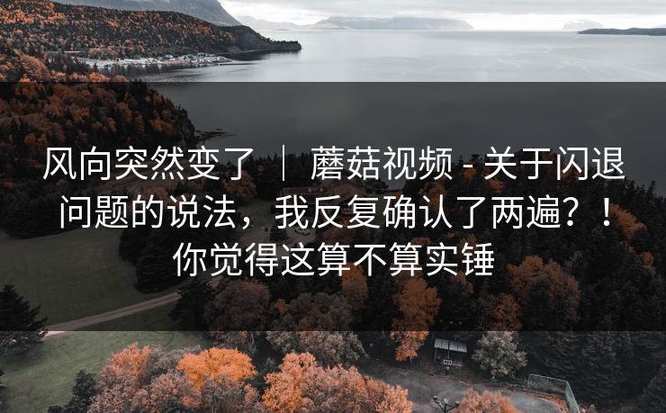 风向突然变了 ｜ 蘑菇视频 - 关于闪退问题的说法，我反复确认了两遍？！你觉得这算不算实锤