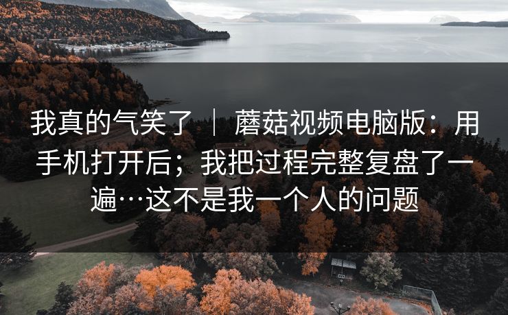 我真的气笑了 ｜ 蘑菇视频电脑版：用手机打开后；我把过程完整复盘了一遍…这不是我一个人的问题