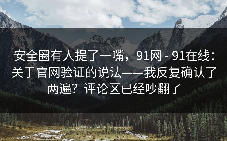安全圈有人提了一嘴,91网 - 91在线:关于官网验证的说法——我反复确认了两遍?评论区已经吵翻了 安全圈有人提了一嘴,91网 - 91在线:关于官网验证的说法——我反复确认了两遍?评论区已经吵翻了